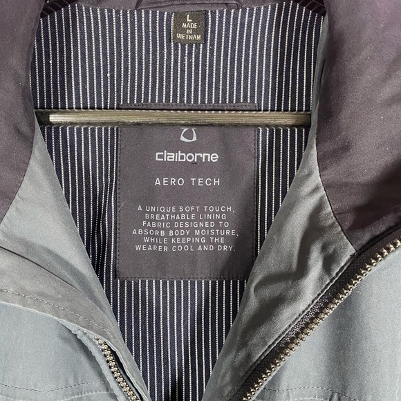 Claiborne Aero Tech Gray Bomber Jacket Mens Large Lightweight Zip-Up Windbreaker - Picture 2 of 12